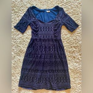 Beautiful Velvet Navy Blue Dress Medium (M)